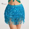 Belly Dance Skirt Sequin Tassel Waist Hip Scarf Exotic Style Tie Up Adjustable Thin Skirt Mesh Festivel Stage Performance Cosplay Mini Skirt Apron