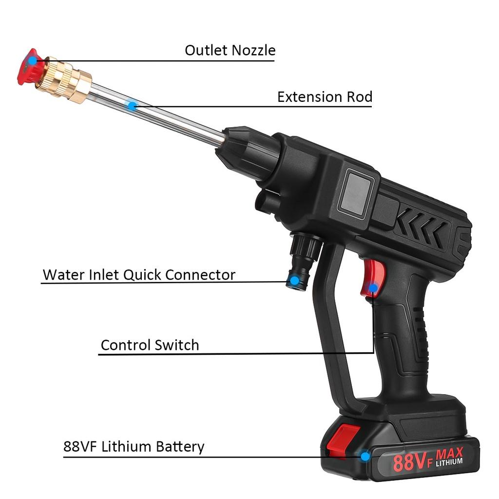 НОВЫЙ 1500 Вт 88 В Беспроводная автомойка высокого давления Перезаряжаемый пистолет для мойки автомобилей Электрический водяной пистолет Пенная машина для Makita 18 В Батарея