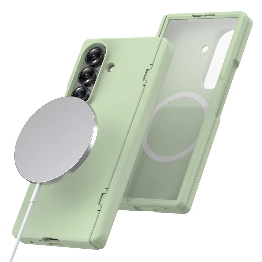 Магнитный чехол для телефона Samsung Galaxy Z Fold 7 с беспроводной зарядкой MagSafe и защитой шарнира экрана