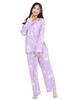 SAZAC Kuromi Shirt Powder Long Sleeve and Pants Loungewear Pajamas, Stretch, Women's, Set, (Purple/M/SAN1908)