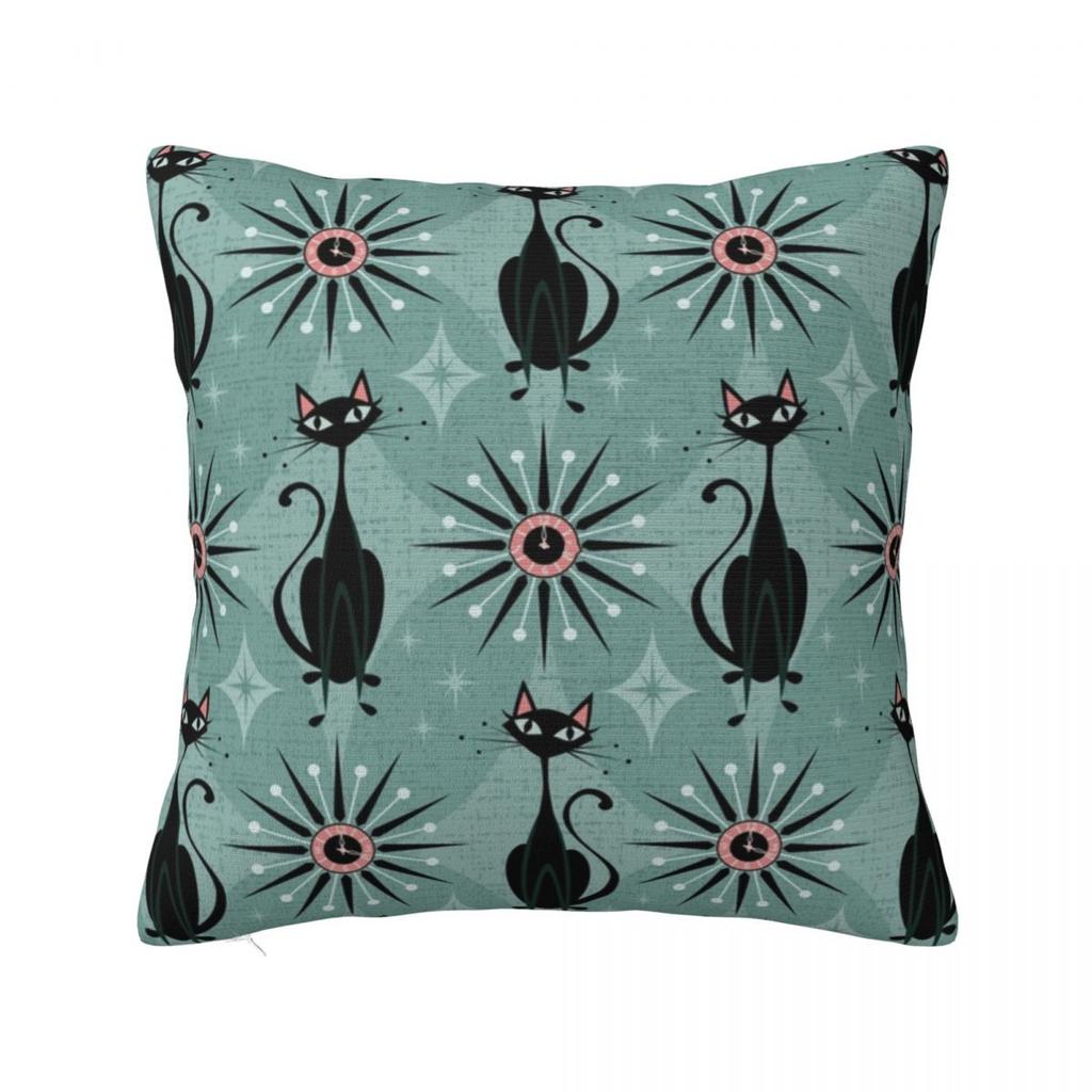 Mid Century Cat Abstract Square Pillowcase Pillow Cover Polyester Cushion Zip Decorative Comfort Throw Pillow for Home Car