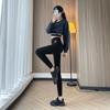 Spring and Autumn Wear Nine-point Leggings Grey High Waist Skinny Fitness Traceless Yoga Pants Shark Pants Women's Barbie New