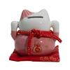 Ceramic Money Cat Bank – Pink on Cushion