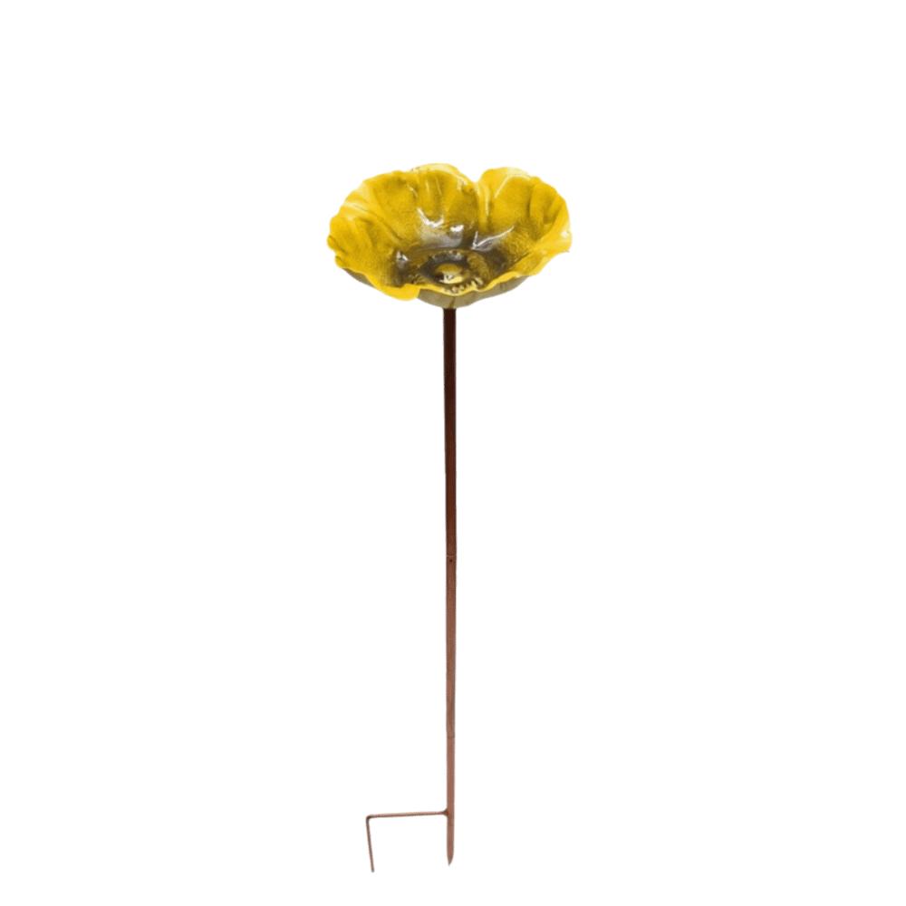 Flower Shaped Bird Bath Stand Metal Bird Water Dispenser Bird Bath Bowls Flower Garden Stake Patio