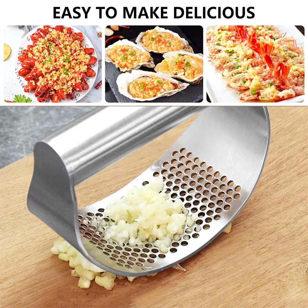 Чеснокодавка из нержавеющей стали, ручная изогнутая чесночная дробилка, многофункциональная чесночница, кухонная утварь для дома