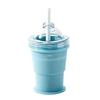 Portable Silicone Ice Hockey Mold Cup with Built-in Water Cup and Straw - Summer Outdoor and Office Use