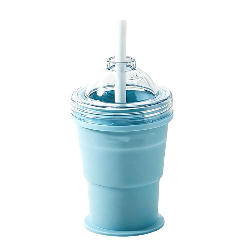 Portable Silicone Ice Hockey Mold Cup with Built-in Water Cup and Straw - Summer Outdoor and Office Use