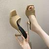 Fashion New 2024 Women's High Heel Slippers Elegant Casual Square Toe Slender Heel Summer Women's Designer Sandals Zapatos De Mujer