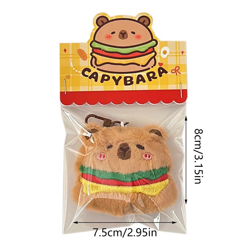 Креативный брелок в виде гамбургера, жареной курицы и капибары, милый мультяшный брелок в виде еды, прекрасные плюшевые брелоки, подвеска для сумки, подарки для пары