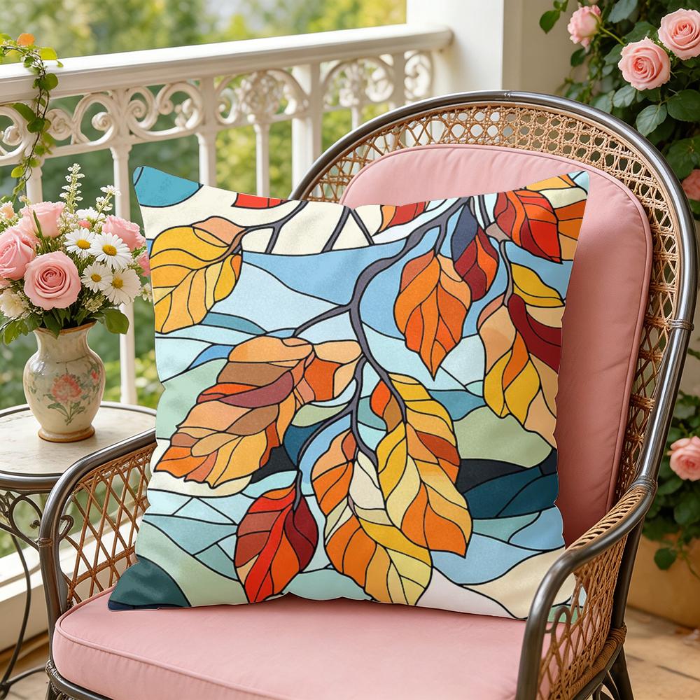 Classic Leaf Glass Cushion Cover Soft Plush Throw Pillow Cover  DoubleSided Decorative Cushion Case  Sofa Bedroom Home Decor