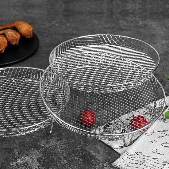 3Pcs Air Fryer Rack Stackable Dehydrator Racks Stainless Steel Basket Tray Accessories for Oven Microwave Baking Roasting