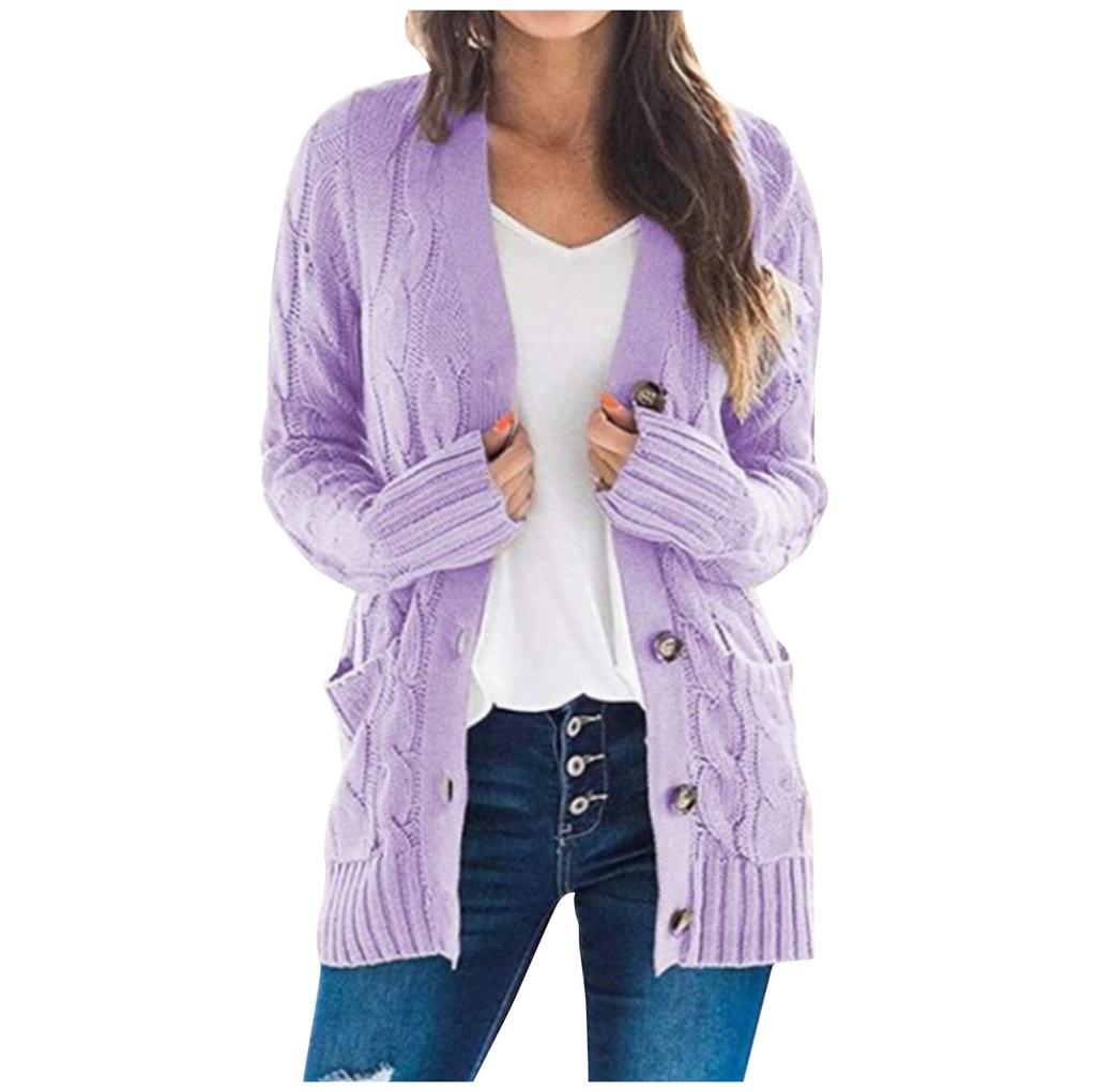 Womens Boho Patchwork Cardigan Long Sleeve Open Front Knit Sweaters Coat Pockets