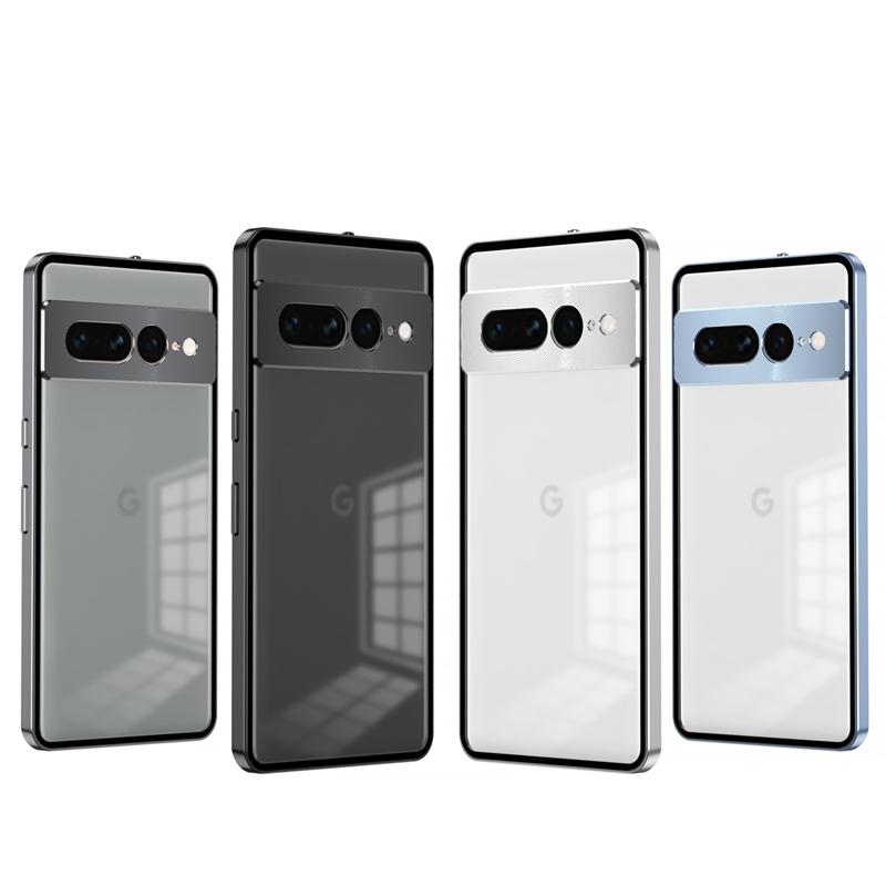Противоударный чехол для телефона Google Pixel 8 Pro 7 Pro 7A, металлический каркас из алюминиевого сплава + матовая прозрачная акриловая задняя крышка для Pixel 7Pro 8Pro 7A