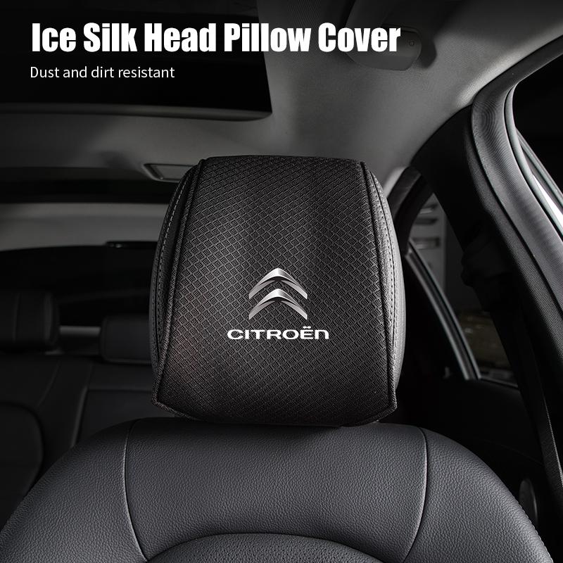 AIJ4   Ice Silk Car Headrest Cover Breathable Cooling For Citroen C4 C3 C5 C1 C2 Berlingo Celysee Cactus Picasso Aircross Saxo Grand