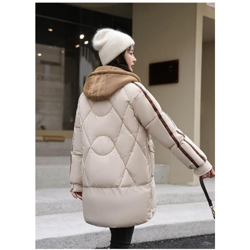 Свободное Теплое Зимнее Пуховое Хлопковое Пальто Женское Длинное Стеганое Пальто Поддельный Двойной Толстое Зимнее Пальто