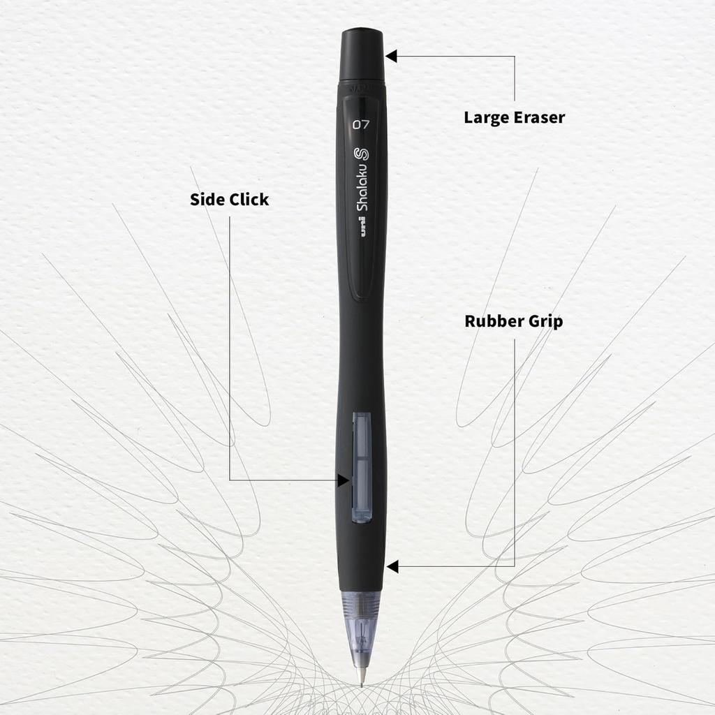uni-ball Shalaku 0.7mm Mechanical Pencil Pack of 5 with Rubberized Body for Students, Office & School