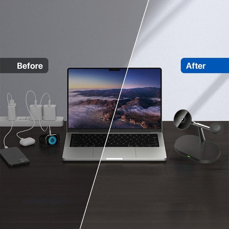 15 Вт 3 в 1 Магнитное зарядное устройство для смарт-часов Станция быстрой зарядки Складная беспроводная зарядная подставка для iPhone 15 14131211/Pro/Max/Mi