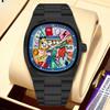 Carsikie2025 Мужские спортивные мультяшные кварцевые часы с сапфировым квадратным циферблатом