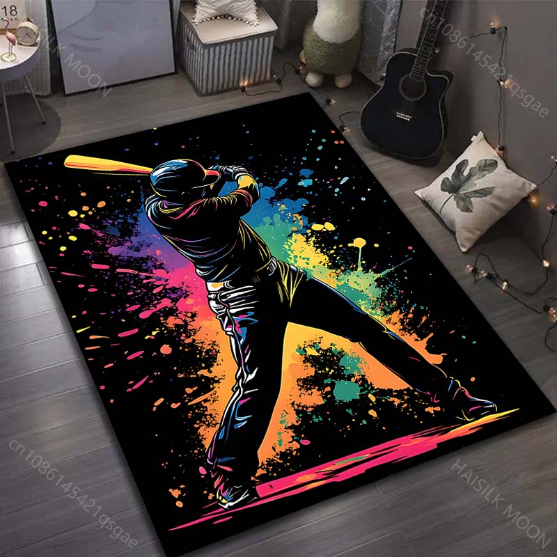 1PC Baseball swing colorful splash Carpet for Living Room Bedroom Sofa Home Decor Rus Non-slip Floor Mat Luxury Gift