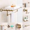 European Antique Brass Double Towel Bar & Shelf Set