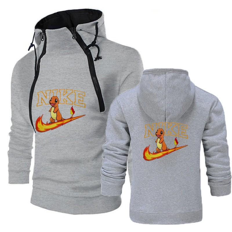 Mens Hooded Zipper Front Graphic Sweatshirt Casual Long Sleeve Pullover Teens Adults