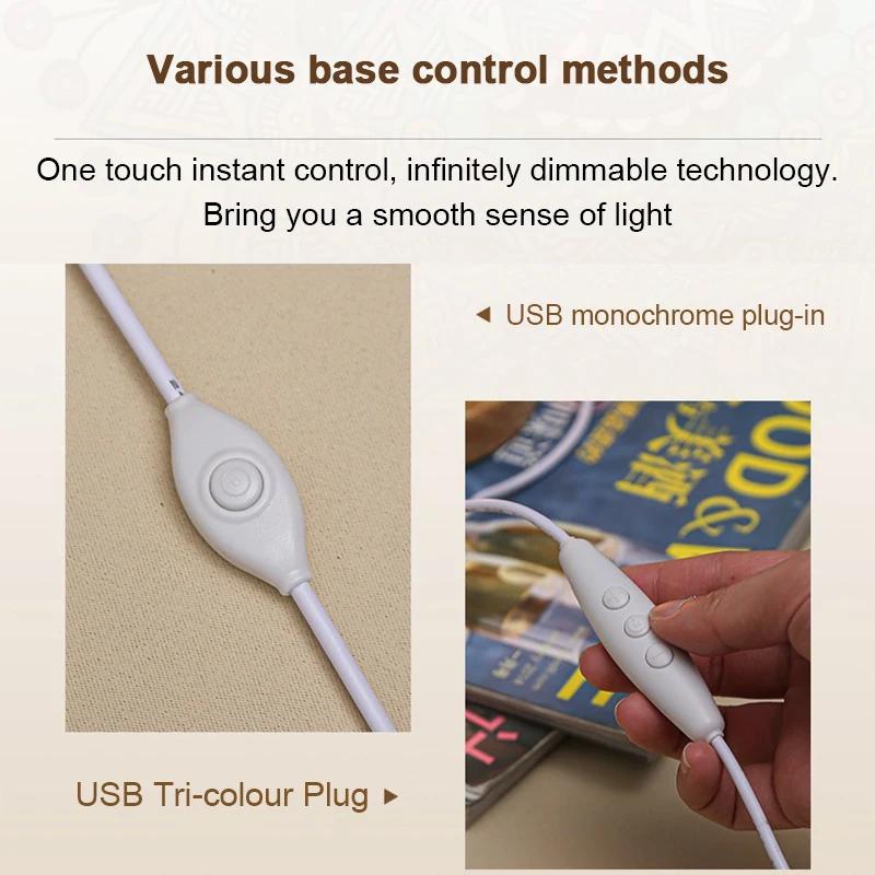 Богемская светодиодная настольная лампа USB кнопка Теплое диммирование Витражное стекло Национальный стиль Для домашнего бара Декор спальни Креативная светодиодная настольная лампа