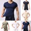 Summer Men Top Ultrathin Sweat Absorption Quick-drying Short Sleeves Round Neck Slim Fit Solid Color Breathable Elastic