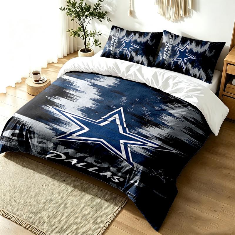 Dallas Cowboys 3pc Duvet Cover Set Simple Modern Bedding Set Wrinkle Resistant Soft Fabric All Season Use a perfect gift