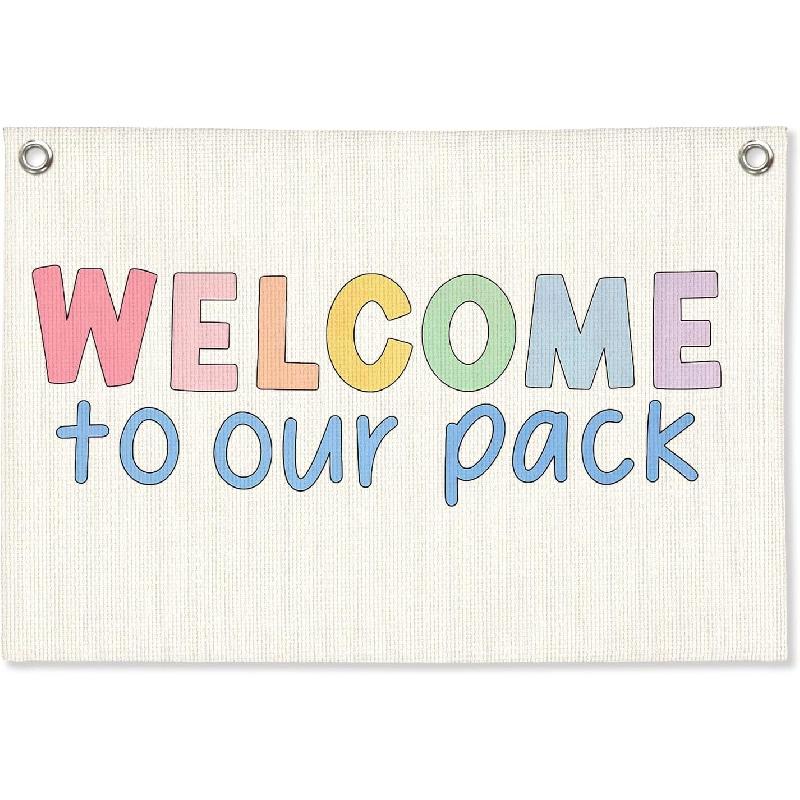 Винтажный Декор Стены Классной Комнаты, Вывеска Добро Пожаловать, Ретро Баннер-Флажок на Холсте для Игровой Комнаты, Детской Комнаты, Нейтральное Настенное Искусство для Комнаты Малыша, Мальчиков