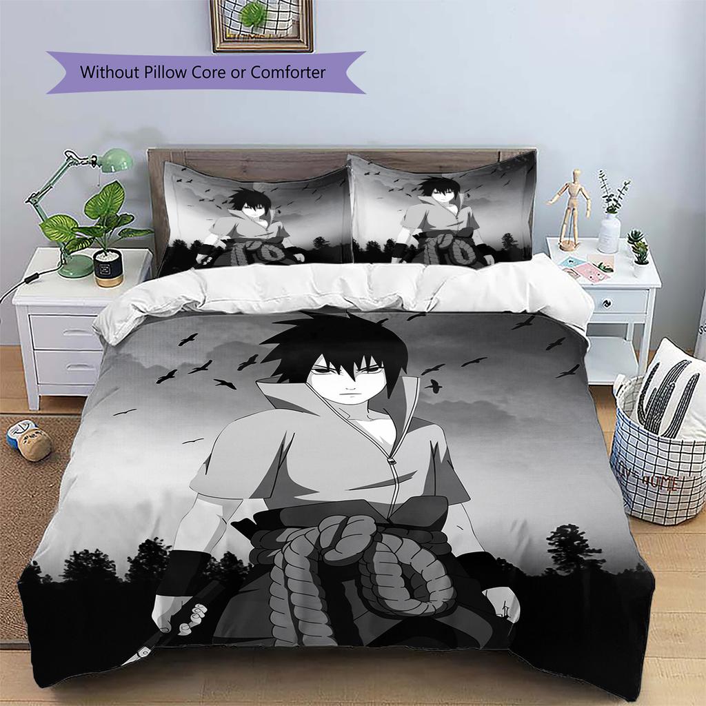 Uchiha Sasuke Anime Bedding Set, Classic Ninja Theme Bedroom Decoration, Collector Home Gift.chl