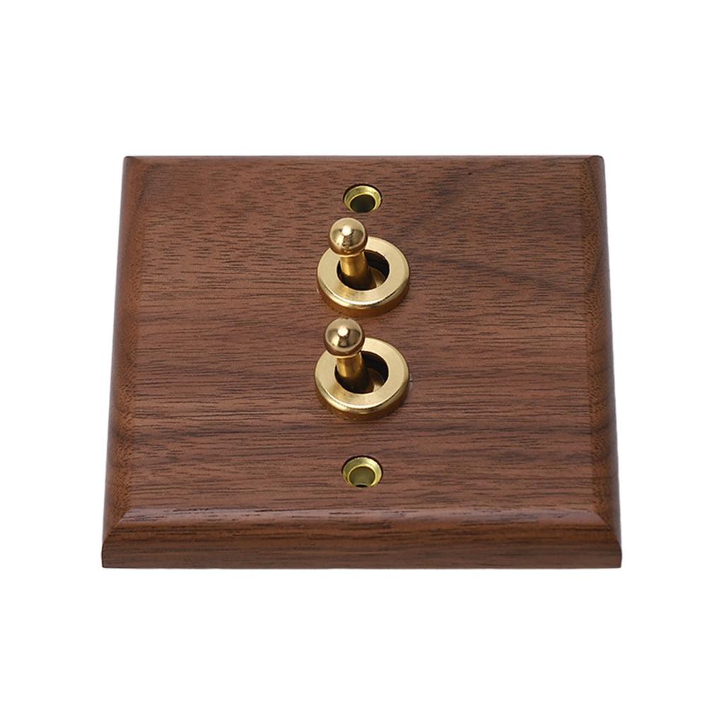 Двойной тумблерный переключатель ретро настенная панель из орехового дерева с латунным винтом 50 Гц 250 В