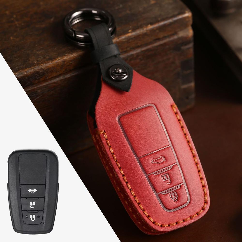 Handmade Genuine Leather Key Cover for Toyota Camry Avalon Retro Crazy Horse Style Car Key Case