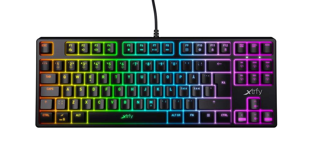 Xtrfy K4 RGB English Layout Red Axis Mechanical Gaming Keyboard LED Illumination UK Layout Authorized Distributor Guaranteed (6 Zones) [Japanese