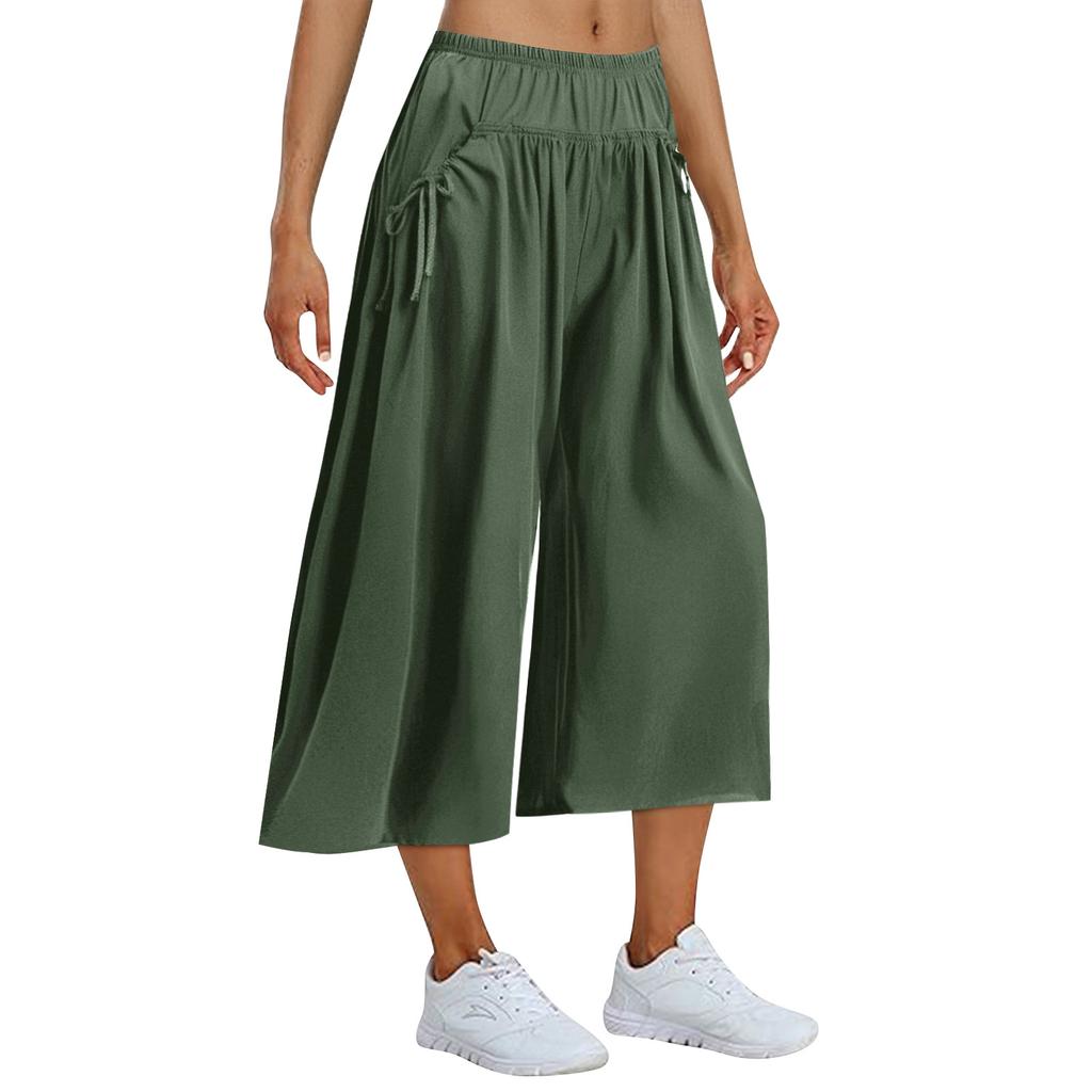 Женские свободные широкие треккинговые брюки шаг за шагом летние широкие повседневные брюки с большими присборенными карманами