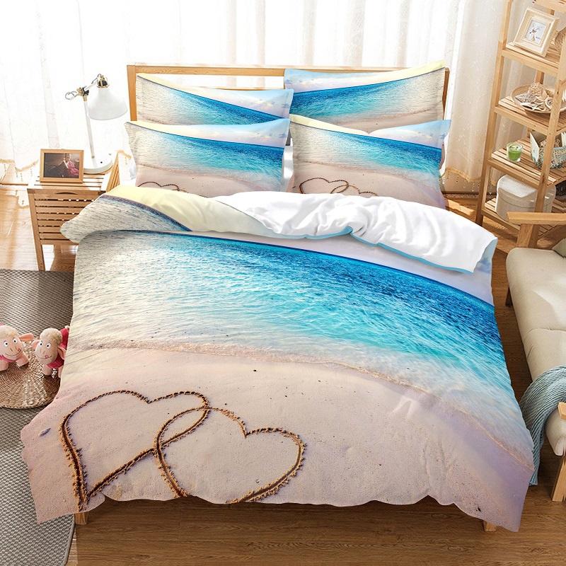 Ocean Beach Starfish Duvet Set Set Seaside Bedding Set Queen Bedding Set Boys Girls Bedroom Decoration Bedding Set