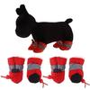 Pet Shoes Dog Boots with Elastic Band 1Set Red Plush Paw Protector