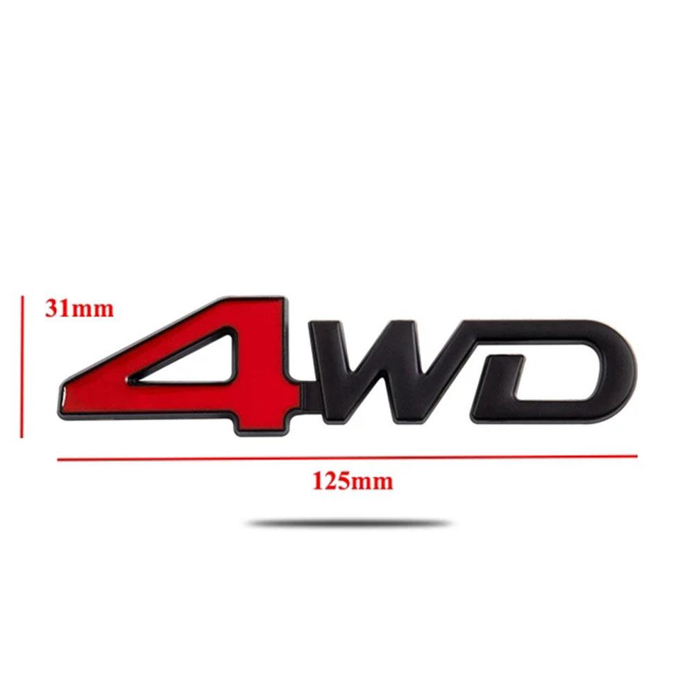 AAWG1 3D Metal Letters 4WD Logo Emblem Car Rear Trunk Sticker Fender Side Decal 4WD Badge Accessories