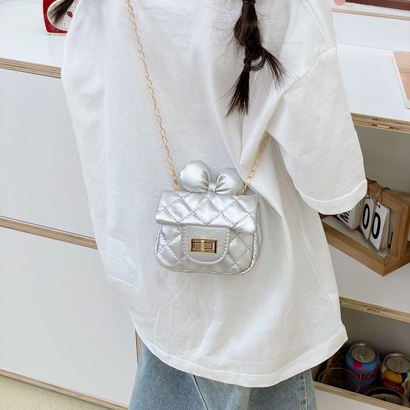 Solid Bow Color Unisex Crossbody Bag Butterfly Decoration Breathable Kids Fabric