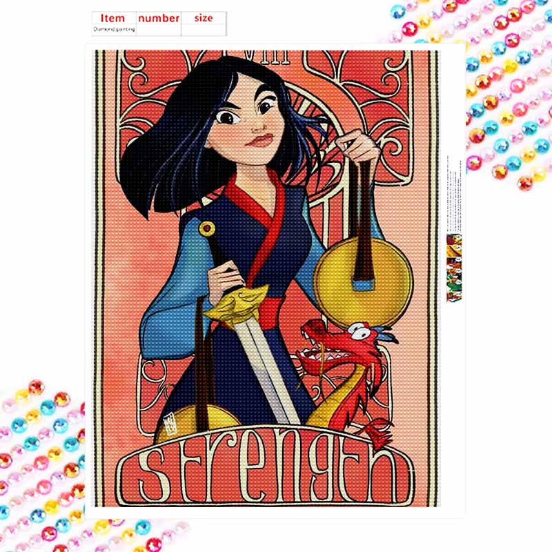Disney Набор для алмазной живописи Mulan Сила, Алмазная мозаика, Поделки для настенного искусства, Декор для дома