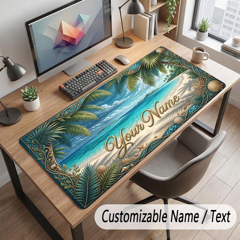 Octopus Sea Life Theme Customized Mouse Pad Personalized Print Name Text Desk Mat For Home Office Table Decor