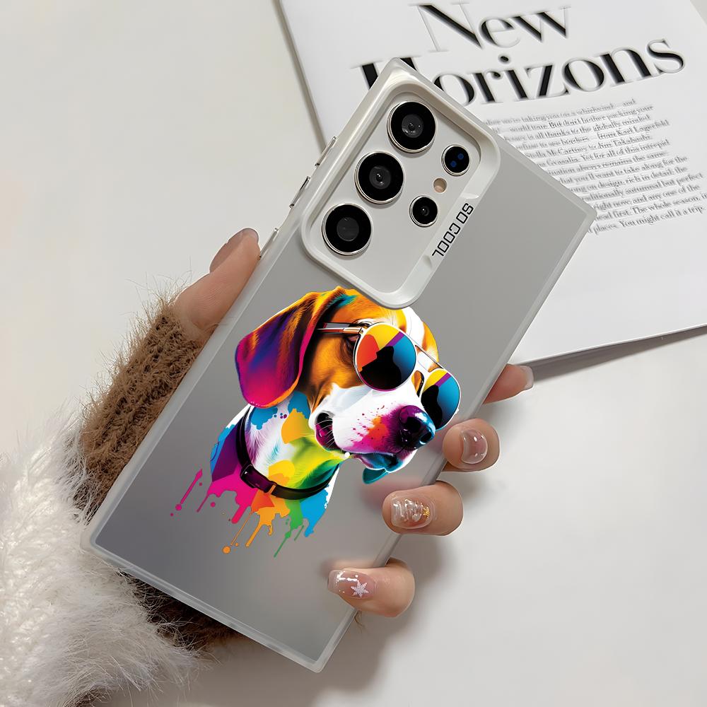 Cute Cat and Dog Phone Case For Samsung Galaxy S25 Edge S24 S23 S22 S21 S20 Ultra Funda Silicone Silver Cover