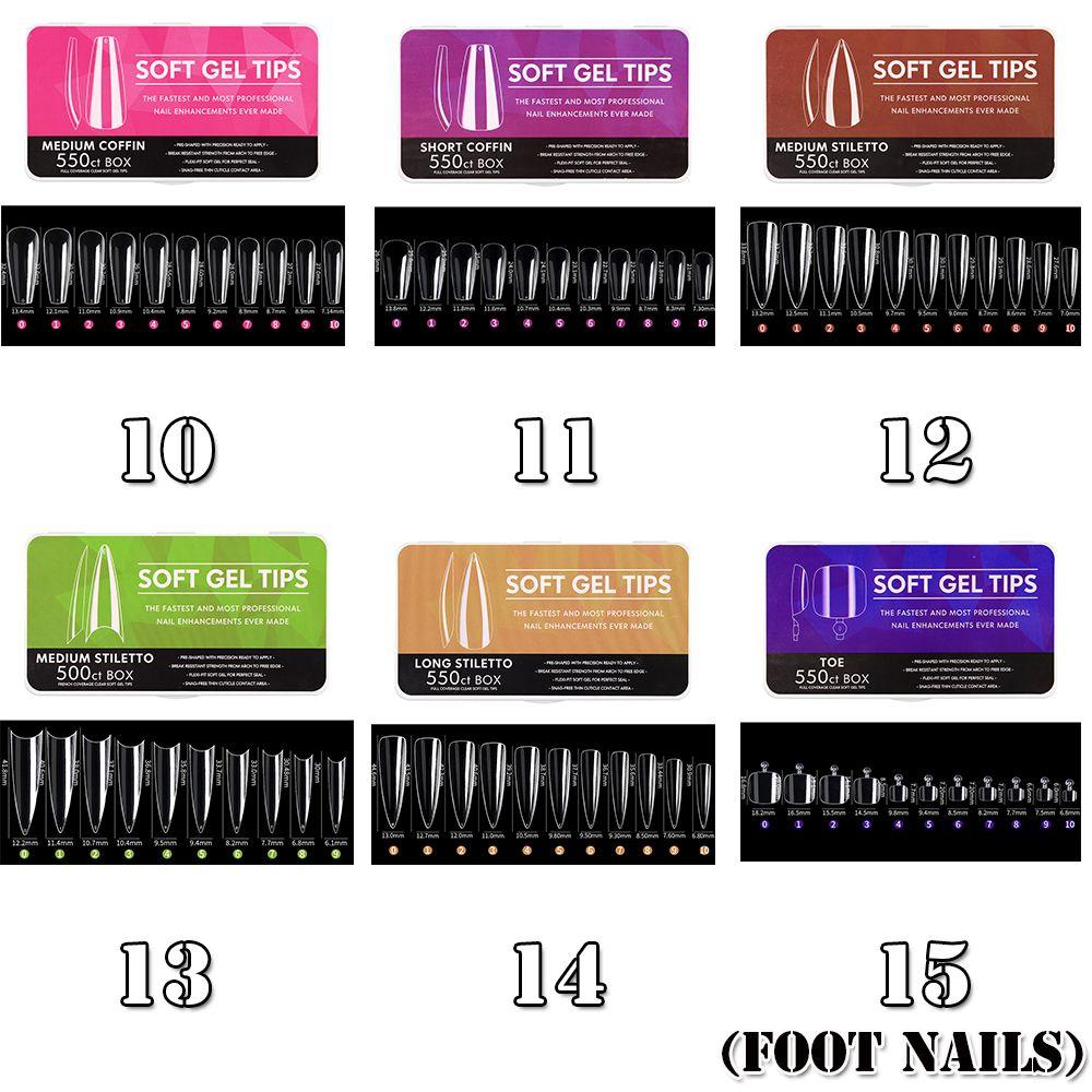550 Pcs Press on Nail Tips Kit Full Cover Clear Medium Almond False Nails Soft Gel