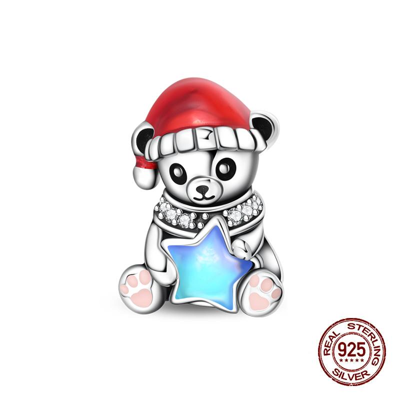 Зимние Шармы Медь Лось Медведь Санта Клаус Шармы Бусины Подходят для Оригинальных Браслетов Для Женщин Сделай Сам Праздничные Ювелирные Изделия Подарки