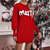 Christmas Women's Knit Sweater Letter Embroidery Long Sleeve Pullover Holiday Xmas Party Top Casual Autumn Winter Sweaters