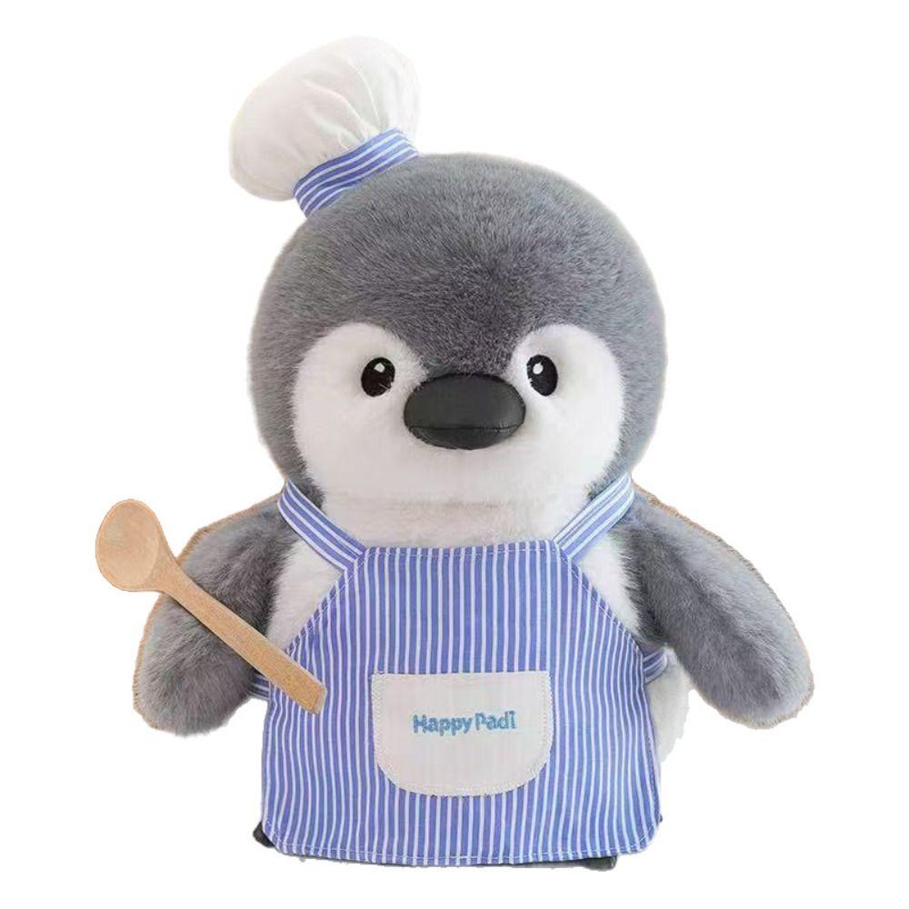 Handmade Chef Penguin Plush Doll Interactive Penguin Painter Stuffed Toys  Home Decor