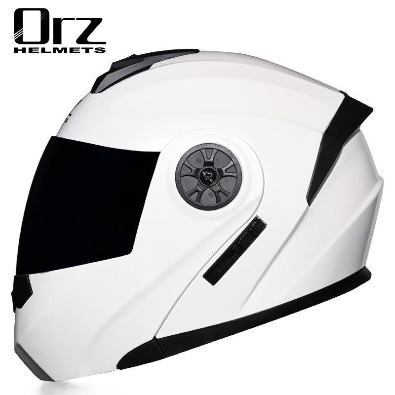 ORZ Double Lens Flip-Up Electric Car Helmet - Anti-Fog, Unisex, Four Seasons, Semi-Motorcycle