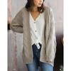 Autumn and Winter Women's Plus Size Twist Cardigan Solid Colour Medium Long Chunky Knit Sweater