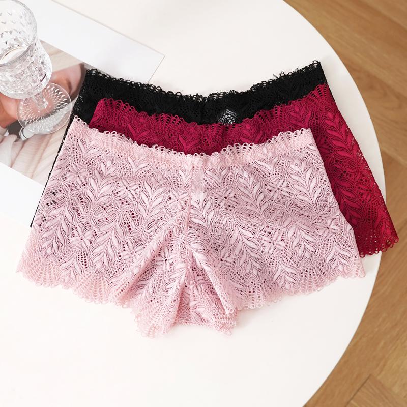 CINOON Сексуальные женские трусики кружевные трусы средней талии в форме листа полые боксеры нижнее белье однотонное дышащее нижнее белье