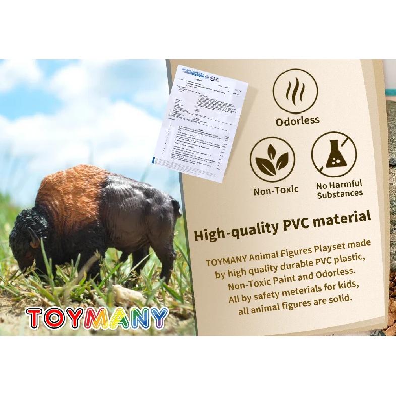 Toymany Simulation American Bison Wildlife Animal Model Toy Mini Figures Dolls Action Figurines Toys for Children Gift Cake Deco
