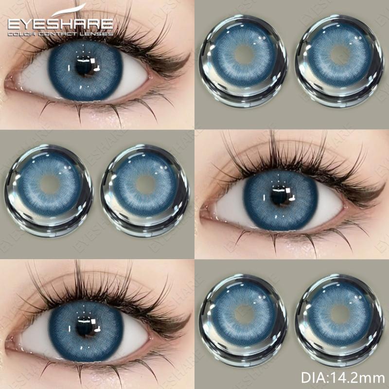 Eyeshare Цветные шоколадные контактные линзы для глаз 1 пара WUSU Natural Lenses Blue Eye Contacts для ежегодного использования Cosmetic Pupils